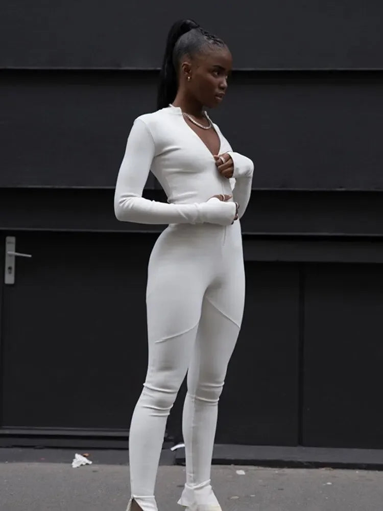 Amara | Sportlicher Bodycon-Jumpsuit für Damen – Einfarbig und Figurbetont
