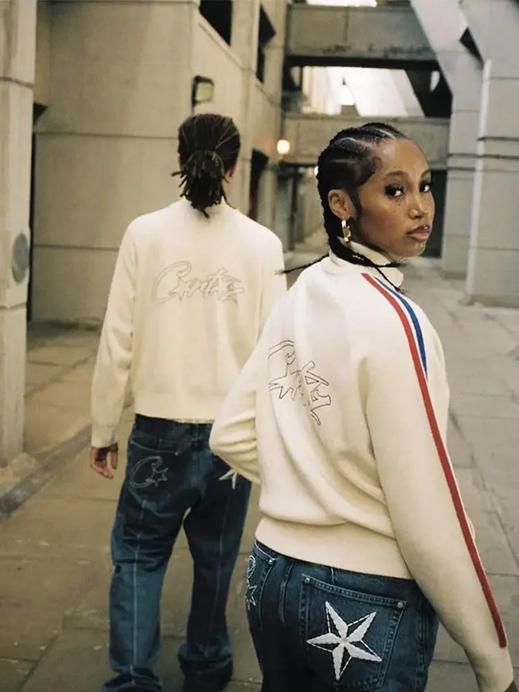 Arvydas | Hip-Hop baumwolle strickjacke mit buchstabenstickerei für herren
