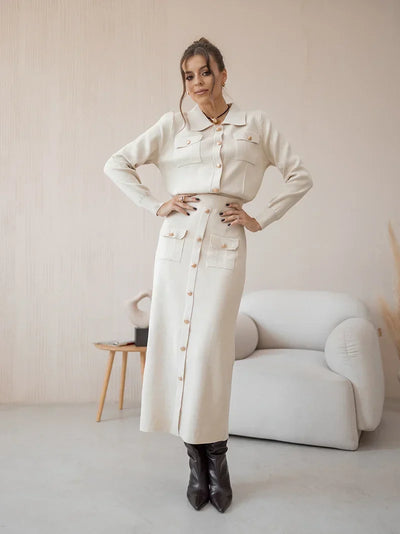 Camille | Damen Strick Blazer-Rock Set