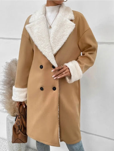Mane | Dick gefütterter fleece-mantel für damen winter herbst