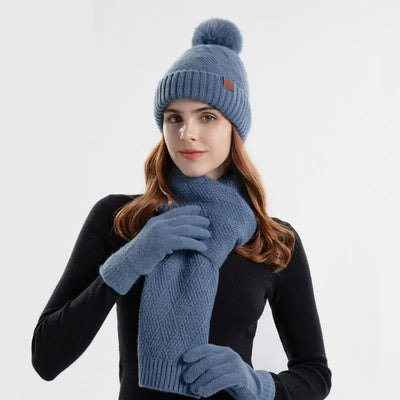 Aina | Set Damen Wintermütze Schal und Touchscreen-Handschuhe