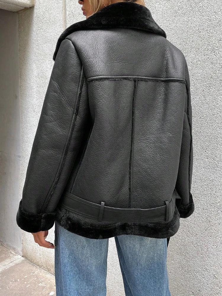 Spectre | Dicke und warme lederjacke für damen