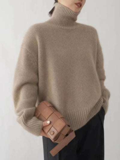 Samira | Eleganter Damen Rollkragenpullover in Unifarbe Strick