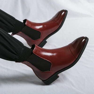 Mocarra | Glänzende braune Chelsea-Lederstiefel für Männer