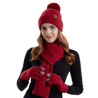 Aina | Set Damen Wintermütze Schal und Touchscreen-Handschuhe