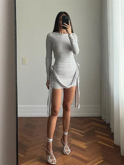 Alina | Kurzplissiertes Langarmkleid für Damen
