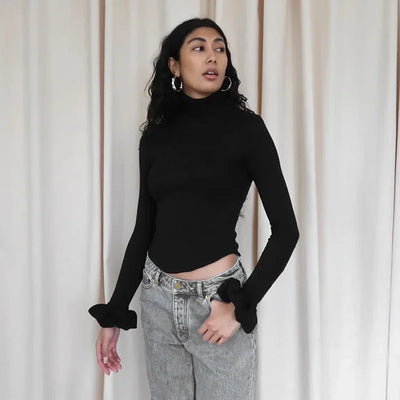 Roxy | Slim-fit crop-top mit rollkragen für damen