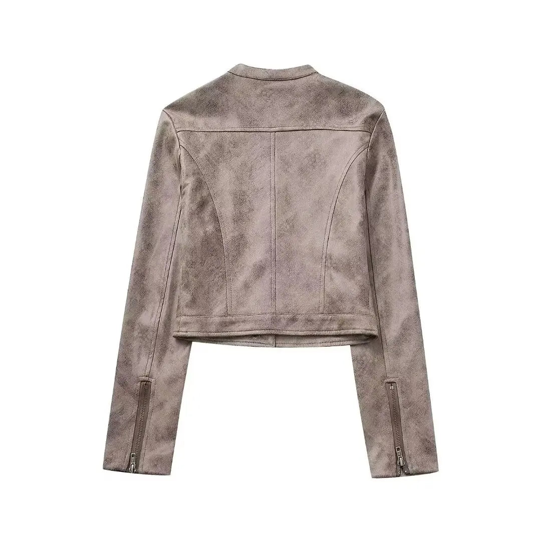 Eglė | Damen lederjacke im amerikanischen hot girl style mit stehkragen