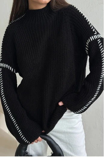 Rūta | Oversize-pullover für damen mit hohem kragen langarm