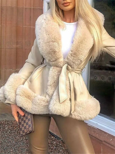 Nisha | Warmer Baumwoll-Plüsch-Cardigan mit Gürtel und Stehkragen