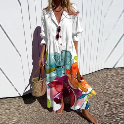 Cassidy - Boho-Maxikleid mit Puffärmeln