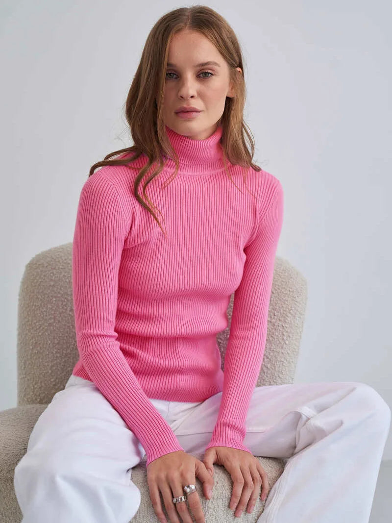Jana | Damen Oversize Rollkragenpullover – Slim Fit Strick für Herbst/Winter