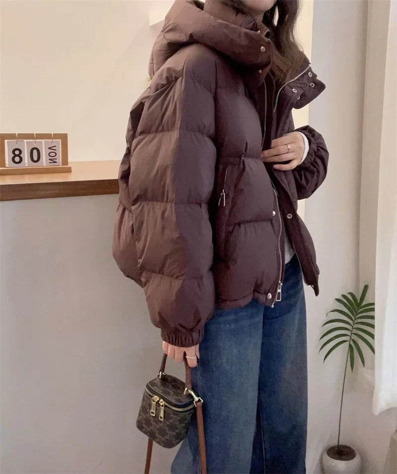 Danica | Damen Kapuzen Pufferjacke aus Baumwolle Dick und Warm für Petite