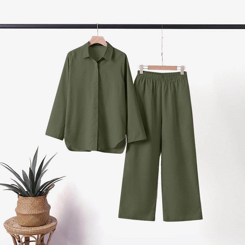 Haley - Elegantes Twinset mit Kragenhemd & Palazzo-Hose für Sommertage