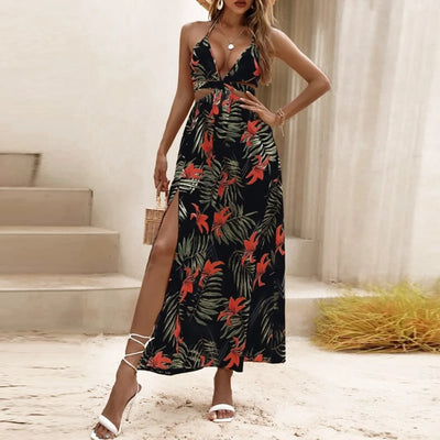 Mocarra | Sexy Blumenkleid mit Seitenschlitz