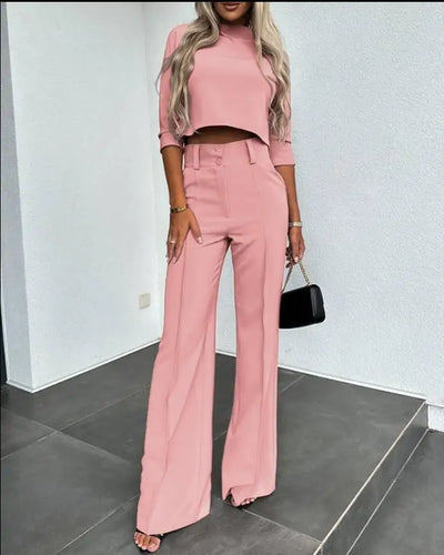 Aistė | Lässiges langarm-shirt und hosen-set