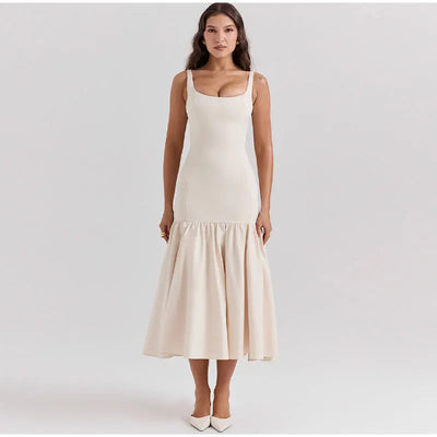 Mocarra | Solides ärmelloses rückenfreies Sling-Kleid