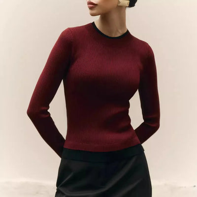 Linan | Kontrastfarbener strickpullover für damen
