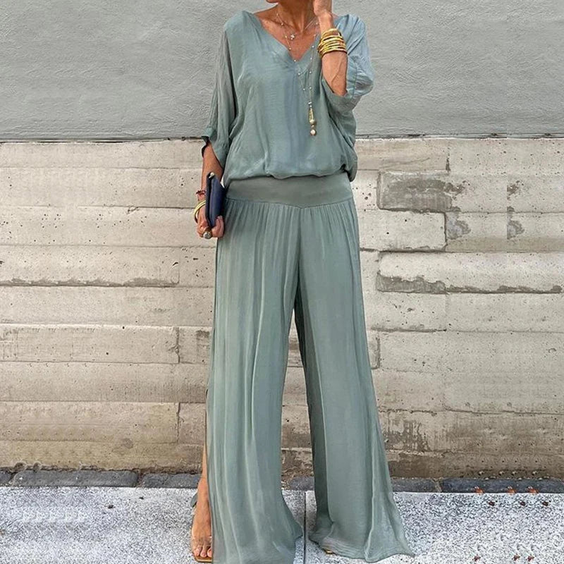 Mocarra | Elegantes Chiffon Weites Bein 2 Stück Set