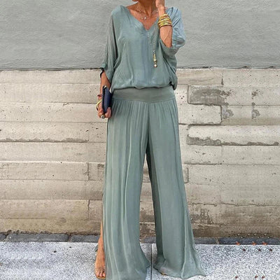 Mocarra | Elegantes Chiffon Weites Bein 2 Stück Set