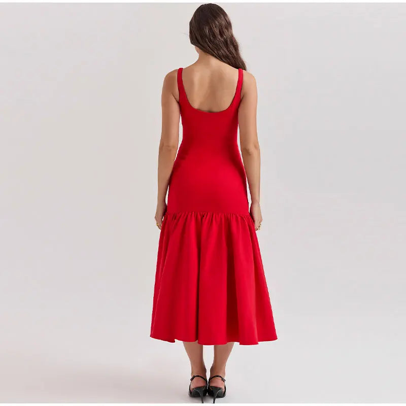 Mocarra | Solides ärmelloses rückenfreies Sling-Kleid