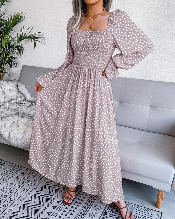 Mocarra | Langärmeliges Plissee-Kleid mit Quadratischem Ausschnitt