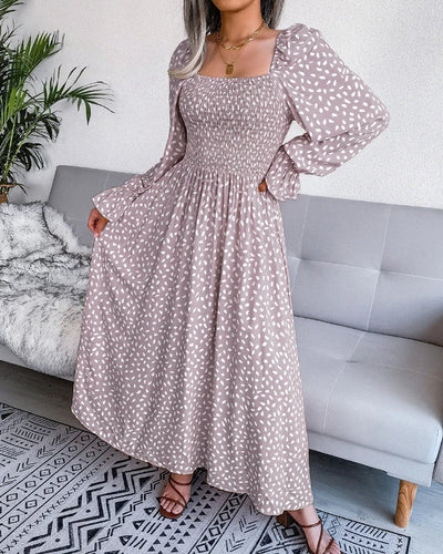 Mocarra | Langärmeliges Plissee-Kleid mit Quadratischem Ausschnitt