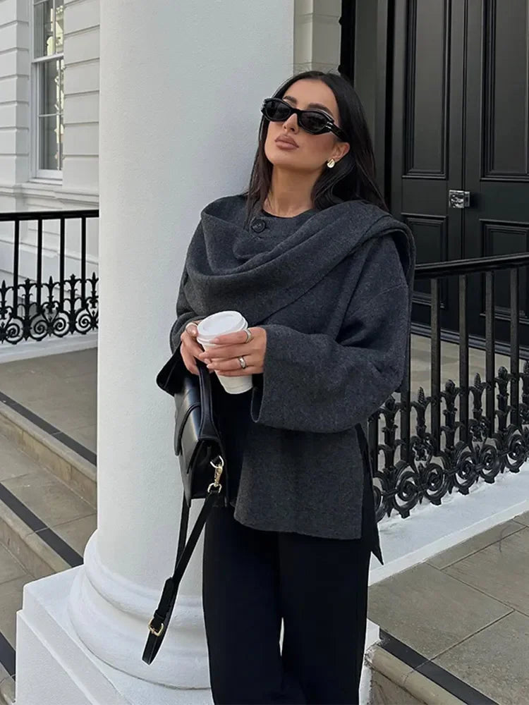 Mira | Elegante Damenjacke aus Wollmischung mit Schal-Kragen
