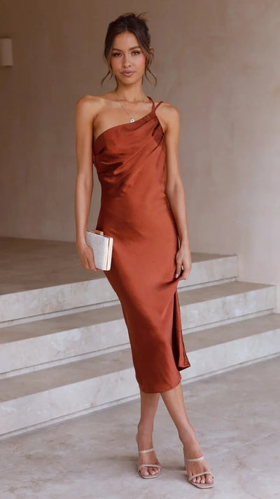 Mocarra | Rückenfreies MIDI-Kleid mit einer Schulter
