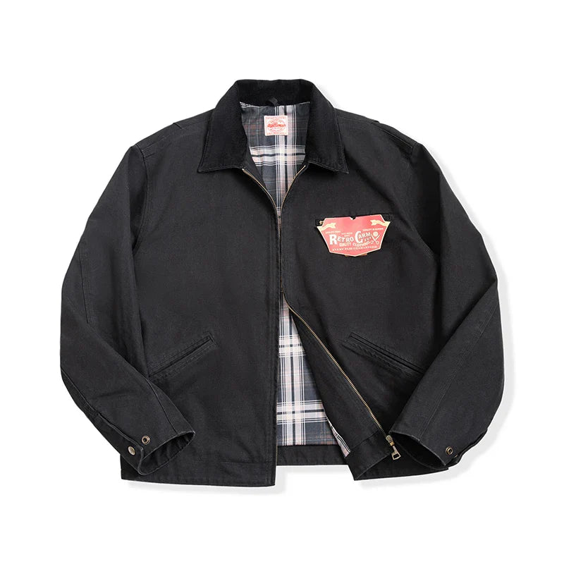Jack | Retro Canvas Baumwoll-Jagdjacke Herren mit Reißverschluss