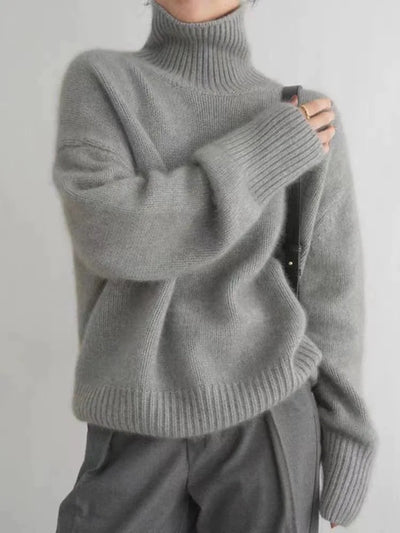 Samira | Eleganter Damen Rollkragenpullover in Unifarbe Strick