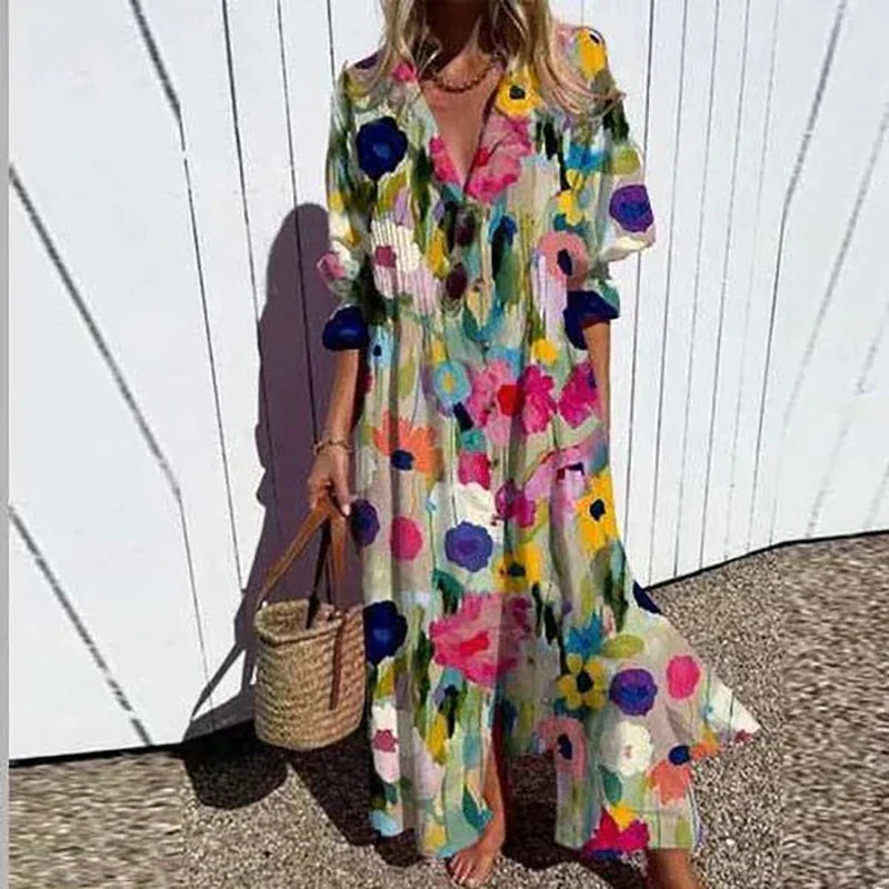 Cassidy - Boho-Maxikleid mit Puffärmeln