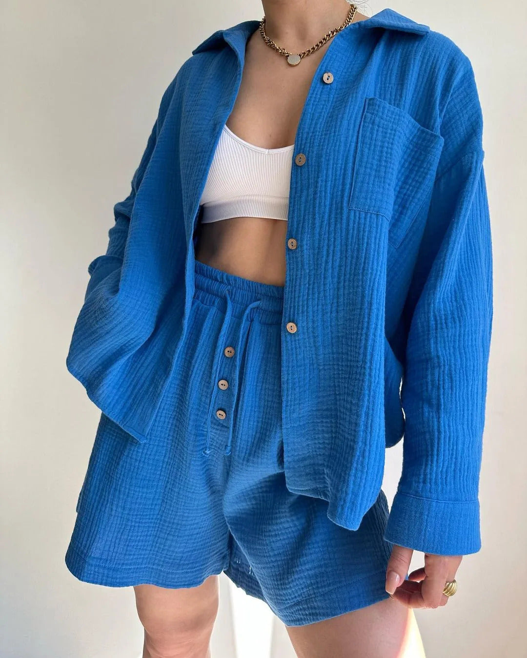 JOIE - Einreihiges Hemd und Shorts Set