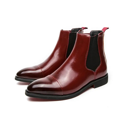 Mocarra | Glänzende braune Chelsea-Lederstiefel für Männer