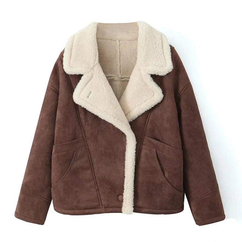Lena | Modische oversize lammfelljacke für damen