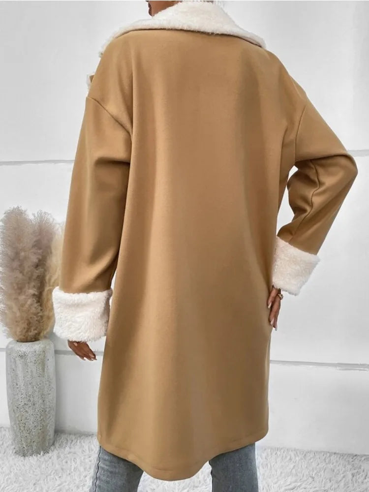 Mane | Dick gefütterter fleece-mantel für damen winter herbst