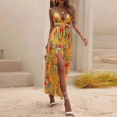 Mocarra | Sexy Blumenkleid mit Seitenschlitz