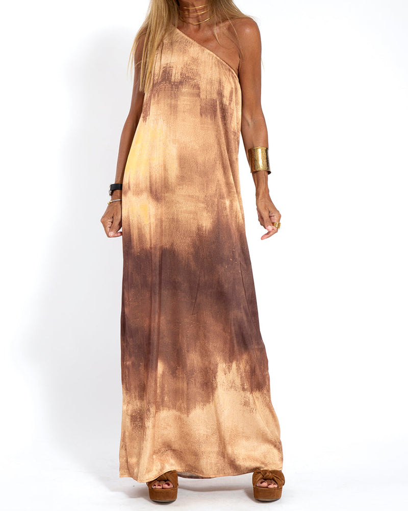 Mocarra | Lässiges ärmelloses Maxikleid mit einer Schulter