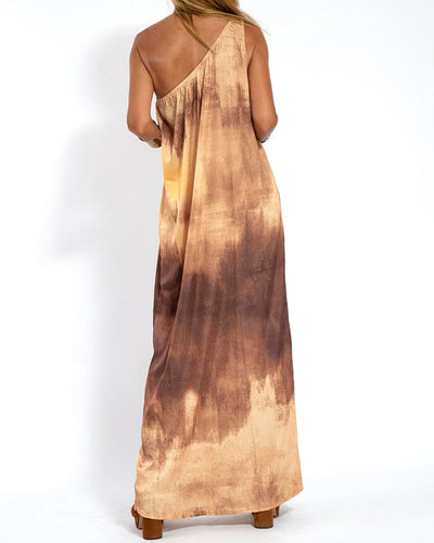 Mocarra | Lässiges ärmelloses Maxikleid mit einer Schulter