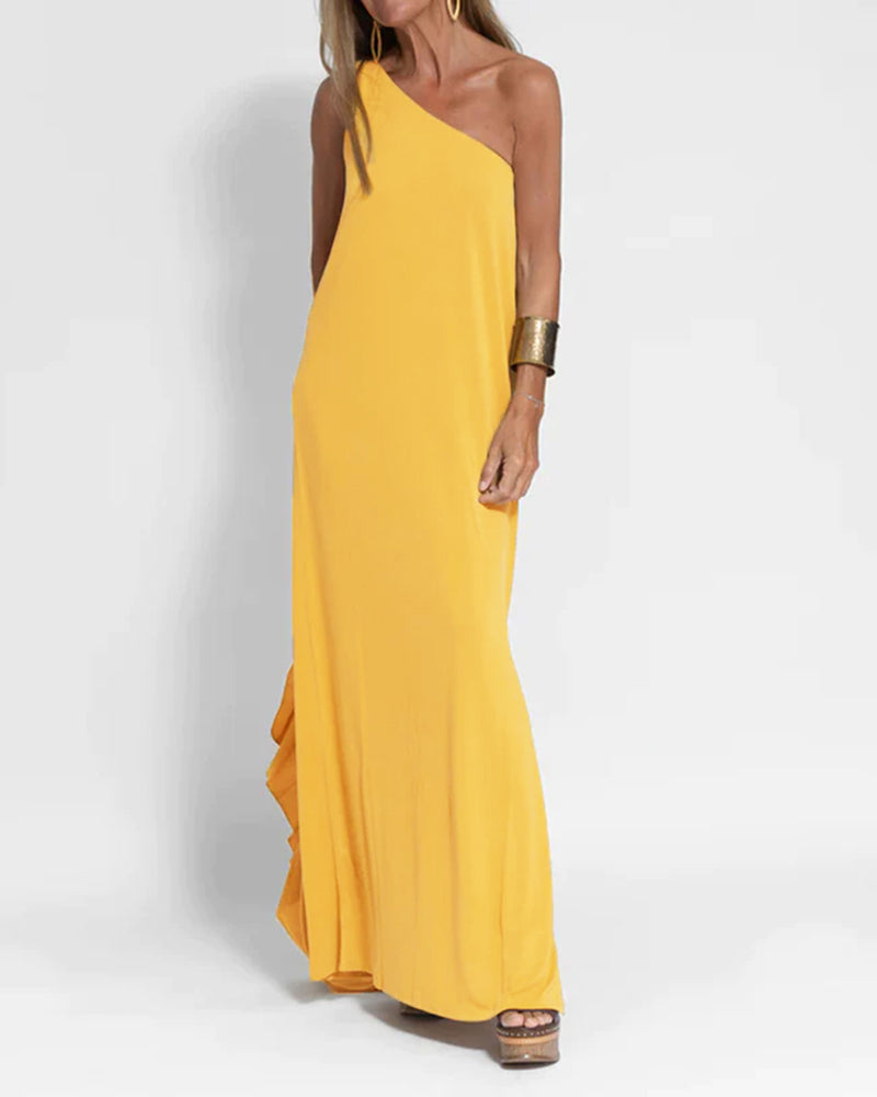 Mocarra | Lässiges ärmelloses Maxikleid mit einer Schulter