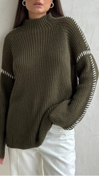 Rūta | Oversize-pullover für damen mit hohem kragen langarm