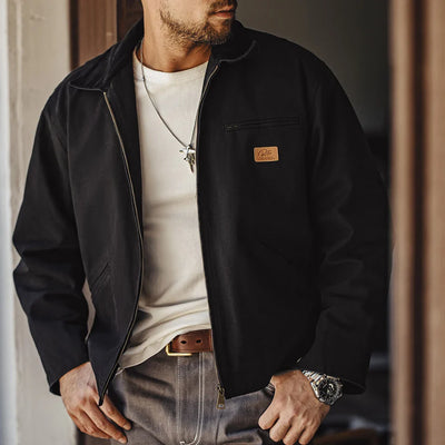 Jack | Retro Canvas Baumwoll-Jagdjacke Herren mit Reißverschluss