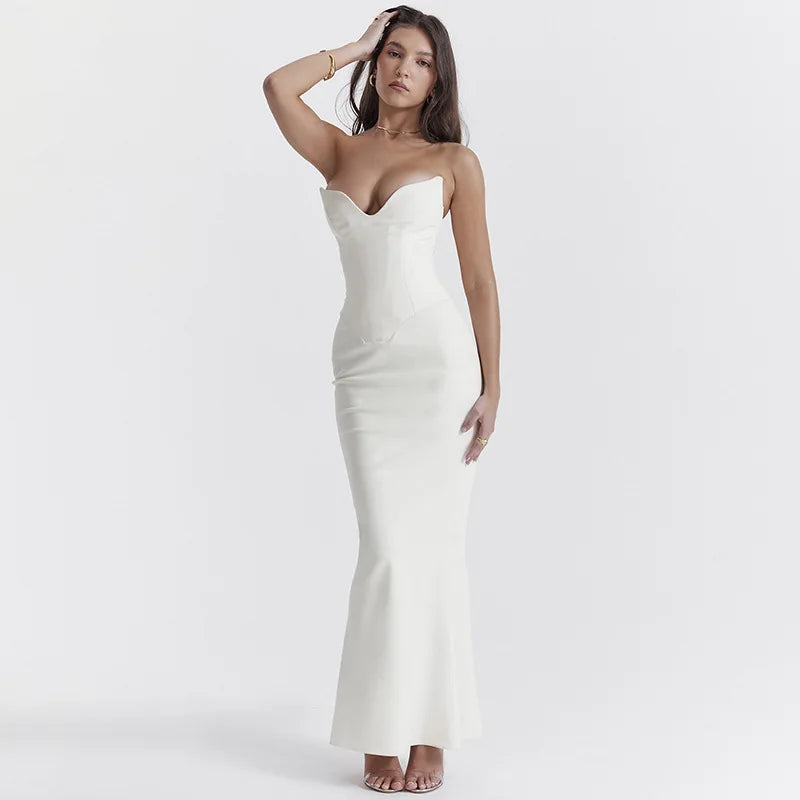 Rani | Schwarzes Sexy V-Ausschnitt Bodycon Maxikleid mit Wickel-Design