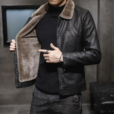 Chai | Herren Vintage Lederjacke Braun für Winter