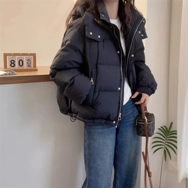 Danica | Damen Kapuzen Pufferjacke aus Baumwolle Dick und Warm für Petite