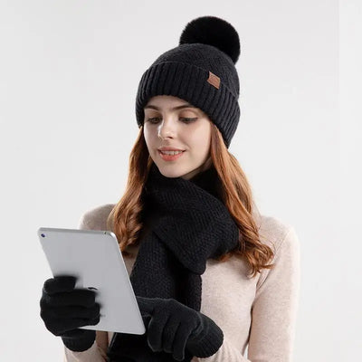 Aina | Set Damen Wintermütze Schal und Touchscreen-Handschuhe
