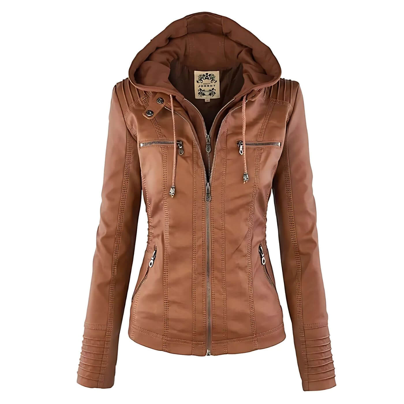 Sandra - Premium Vegane Leder-Kapuzenjacke