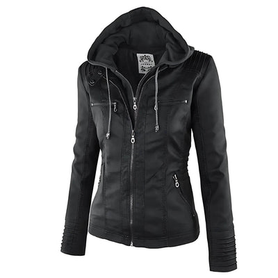 Sandra - Premium Vegane Leder-Kapuzenjacke