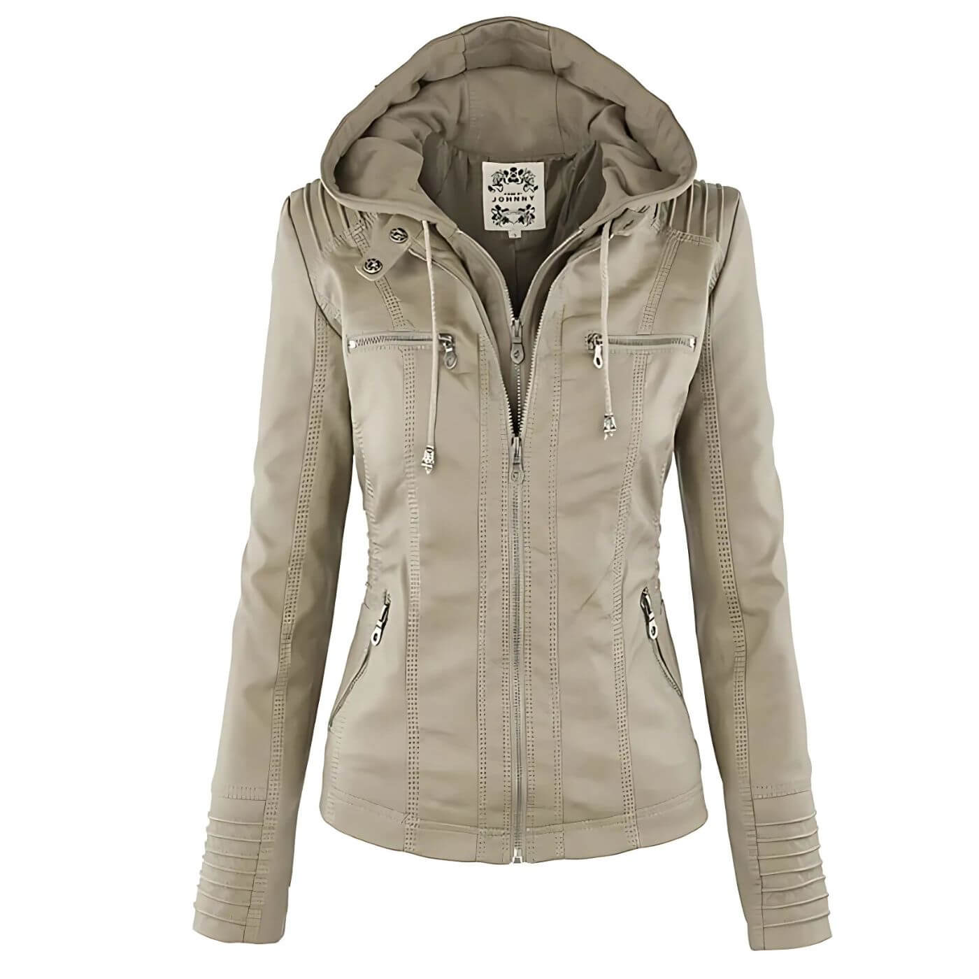 Sandra - Premium Vegane Leder-Kapuzenjacke