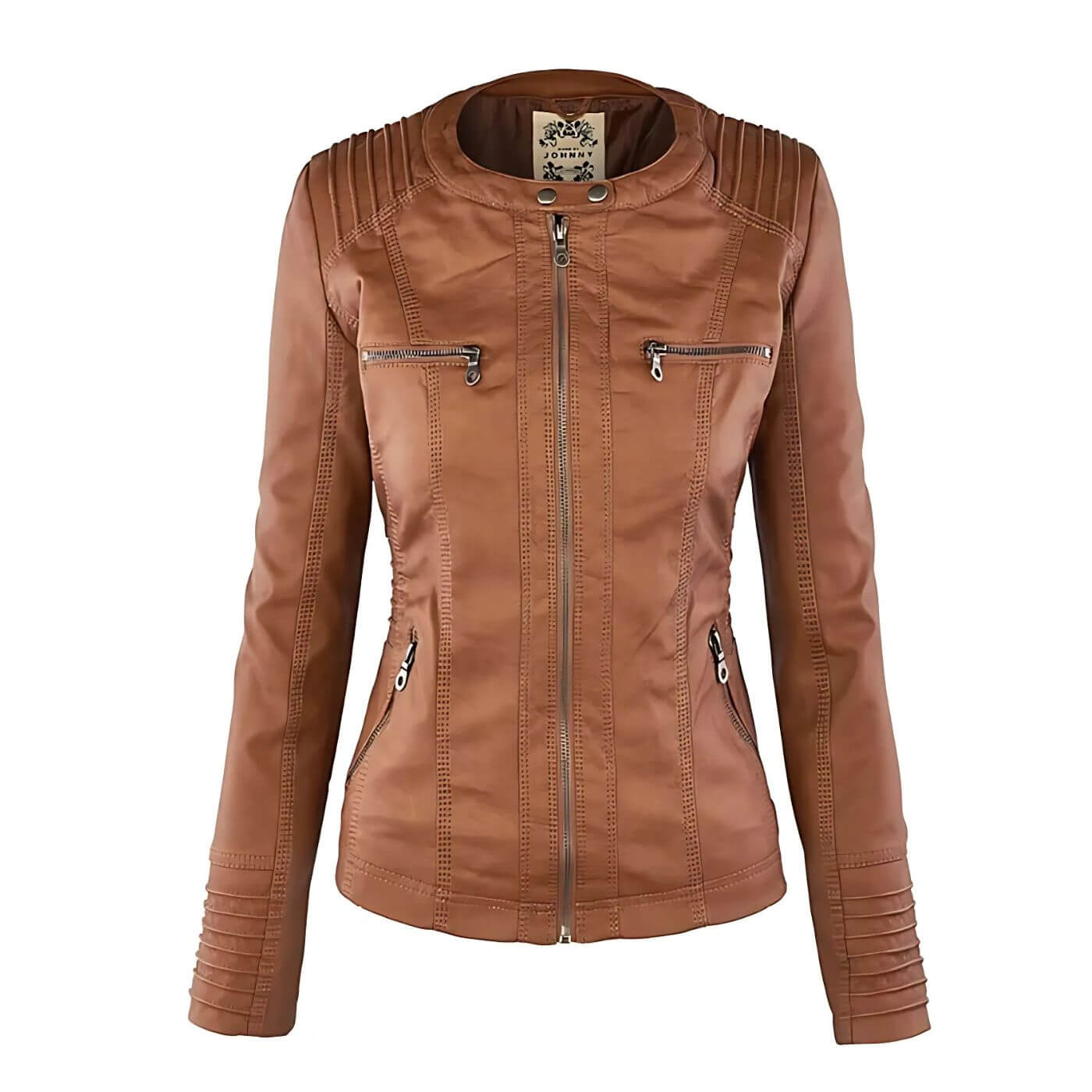 Sandra - Premium Vegane Leder-Kapuzenjacke
